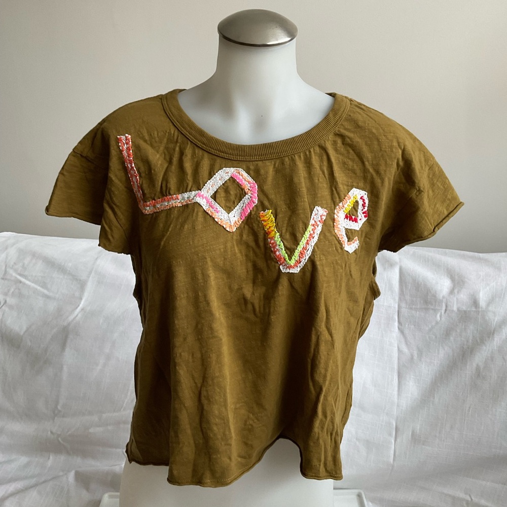 Daily Practice by Anthropologie | ‘Love’ Embroidered Tee | L
